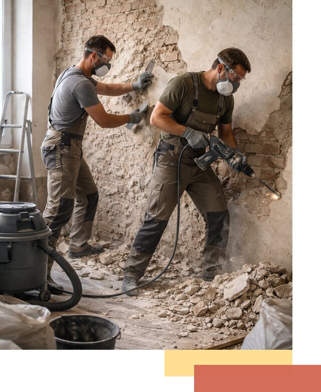 Демонтаж штукатурки со стен в Кызыле быстро и аккуратно