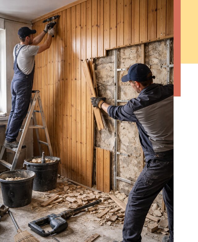 Демонтаж вагонки со стен в Кызыле от 1504 руб. — снятие, удаление, срочно | ОТДЕЛОЧНИК-Кзл