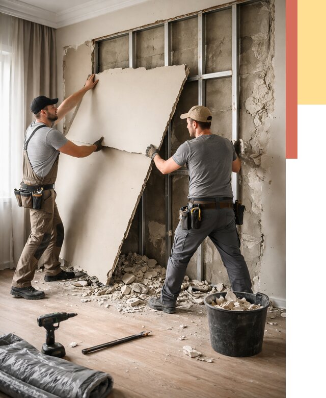 Демонтаж гипсокартона со стен в Кызыле от 363 руб. — услуги демонтажа | ОТДЕЛОЧНИК-Кзл