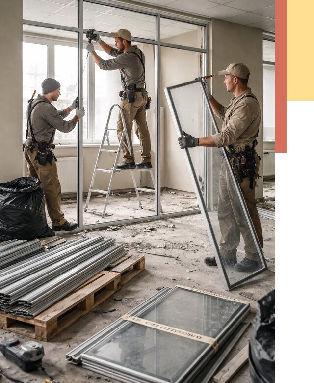 Демонтаж алюминиевых перегородок в Кызыле от 4356 руб. — быстро и недорого | ОТДЕЛОЧНИК-Кзл