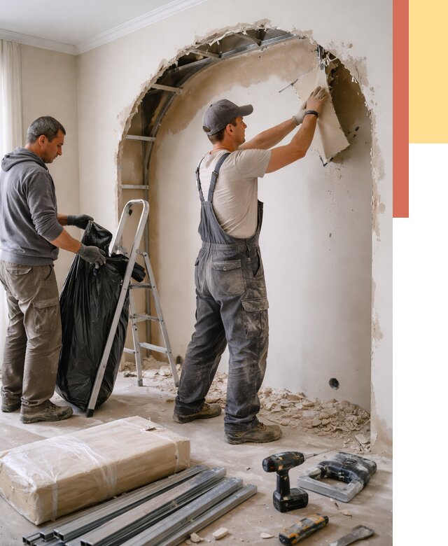 Демонтаж арки из гипсокартона в Кызыле от 3630 руб. — услуги под ключ | ОТДЕЛОЧНИК-Кзл