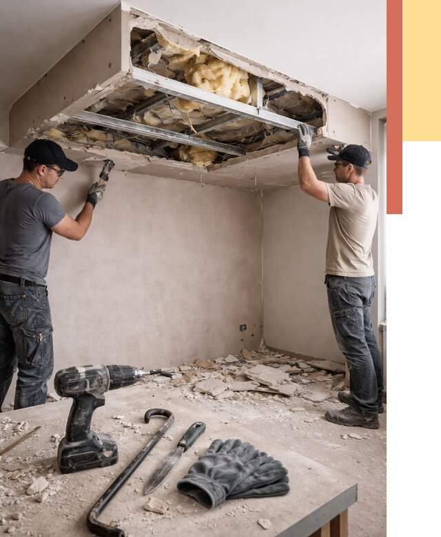 Демонтаж короба из гипсокартона в Кызыле от 1576 руб. — быстро и недорого | ОТДЕЛОЧНИК-Кзл