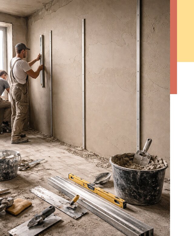 Штукатурка стен по маякам в Кызыле от 5704 руб./м² — выравнивание под ключ | ОТДЕЛОЧНИК-Кзл