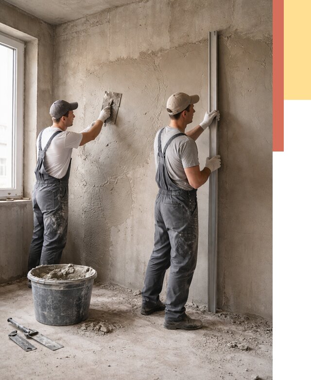 Штукатурка бетонных стен в Кызыле от 4667 руб/м² — качественно и быстро | ОТДЕЛОЧНИК-Кзл