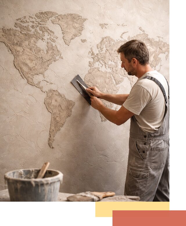 Декоративная штукатурка «Карта мира» под ключ в Кызыле