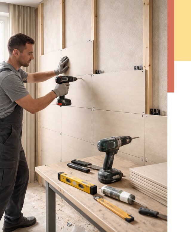 Монтаж МДФ панелей на стены в Кызыле от 1296 руб. под ключ | ОТДЕЛОЧНИК-Кзл