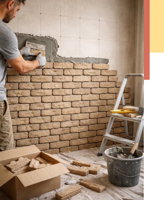 Монтаж декоративного кирпича в Кызыле от 3319 руб./м² — быстро и недорого | ОТДЕЛОЧНИК-Кзл