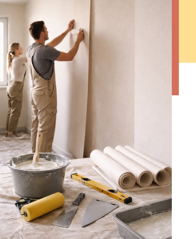 Поклейка бумажных обоев в Кызыле от 5704 руб./м2 — быстро и недорого | ОТДЕЛОЧНИК-Кзл