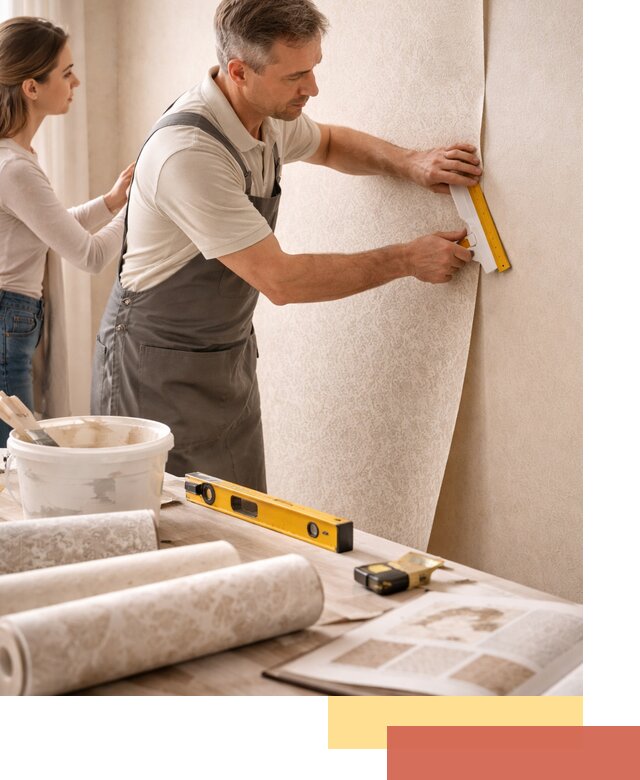 Поклейка обоев с подбором рисунка в Кызыле