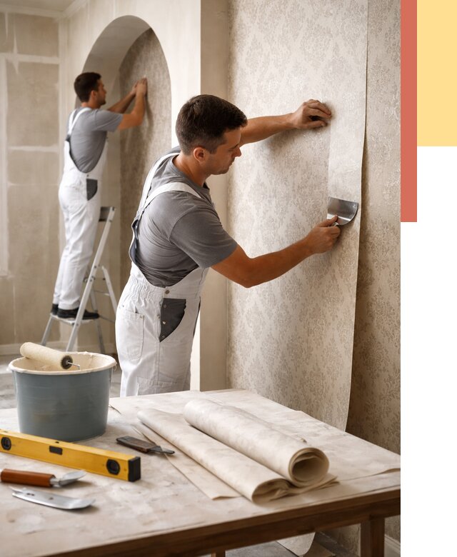 Поклейка обоев на сложные стены в Кызыле от 2904 руб. под ключ | ОТДЕЛОЧНИК-Кзл