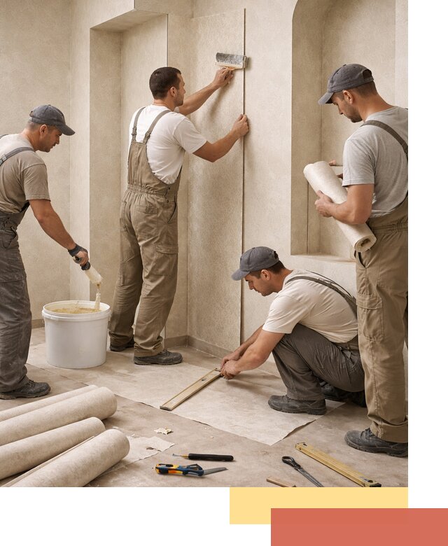 Поклейка обоев на сложные стены и неровные поверхности в Кызыле