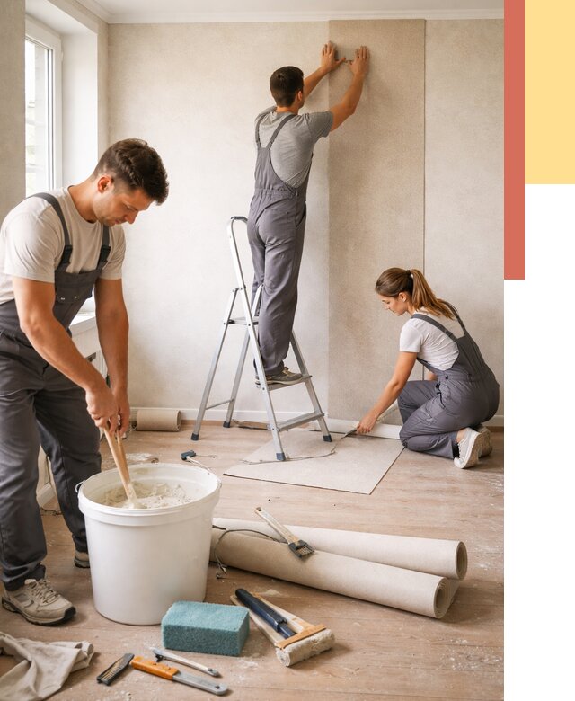 Оклейка стен обоями в Кызыле от 3630 руб/м2 — быстро и недорого | ОТДЕЛОЧНИК-Кзл