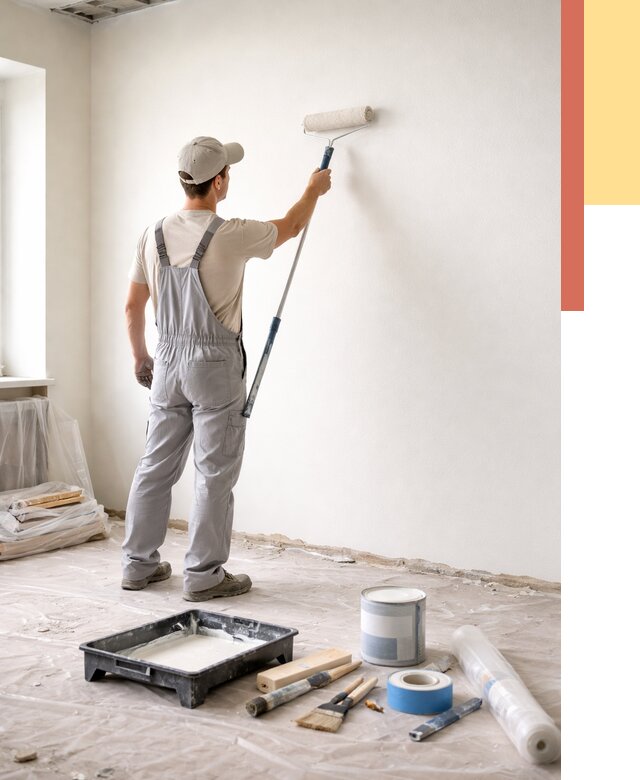 Покраска стен водоэмульсионной краской в Кызыле от 467 руб. за м² | ОТДЕЛОЧНИК-Кзл