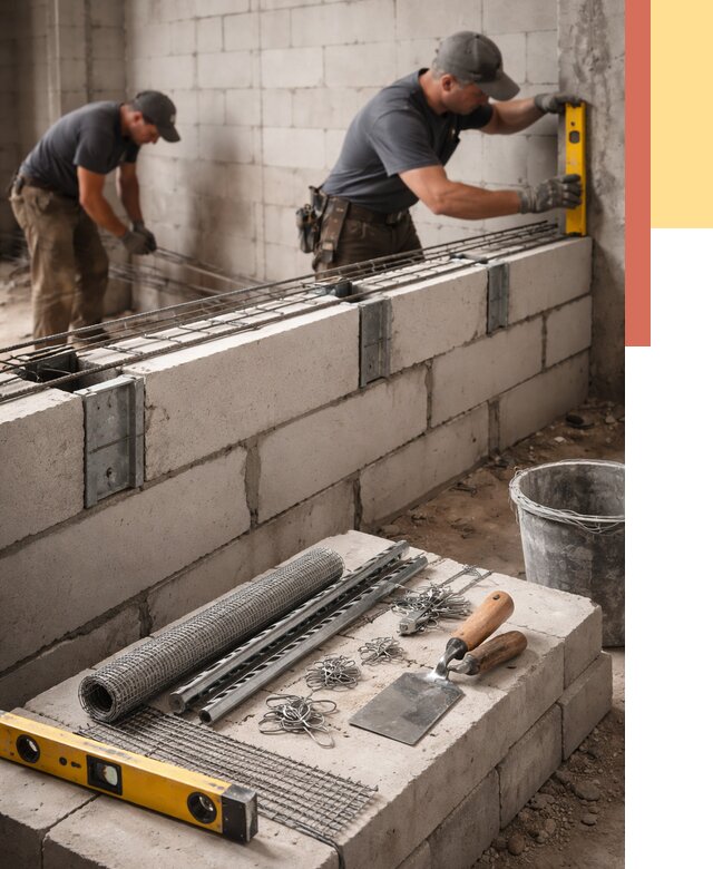 Армирование кладки перегородок в Кызыле от 778 руб. под ключ | ОТДЕЛОЧНИК-Кзл