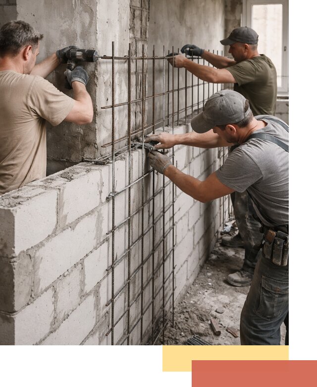 Армирование кладки перегородок в Кызыле профессионально и надёжно