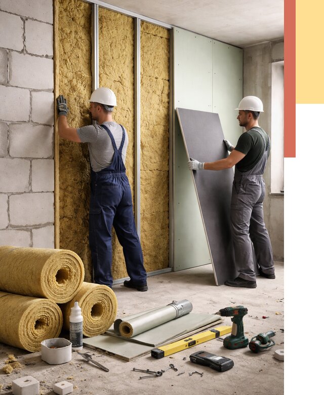 Шумоизоляция перегородок из блоков в Кызыле от 1919 руб./м² — быстро и недорого | ОТДЕЛОЧНИК-Кзл