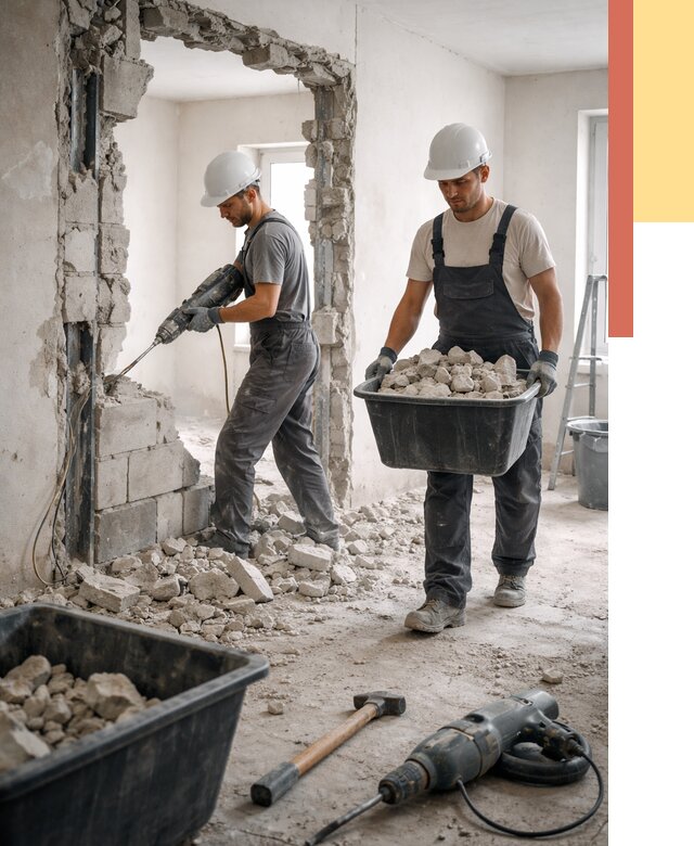 Демонтаж блоковых перегородок в Кызыле от 3889 руб. — быстро и недорого | ОТДЕЛОЧНИК-Кзл