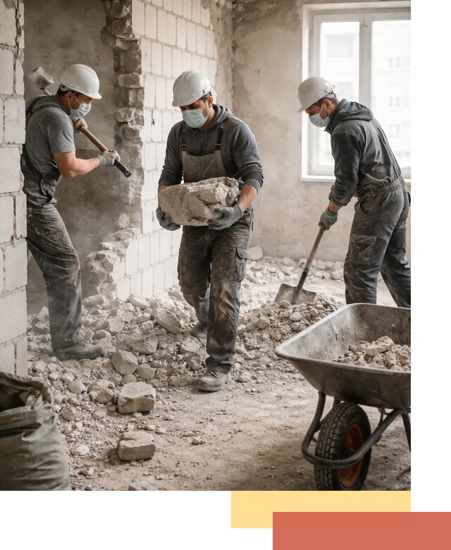 Демонтаж блочных перегородок в Кызыле быстро и аккуратно