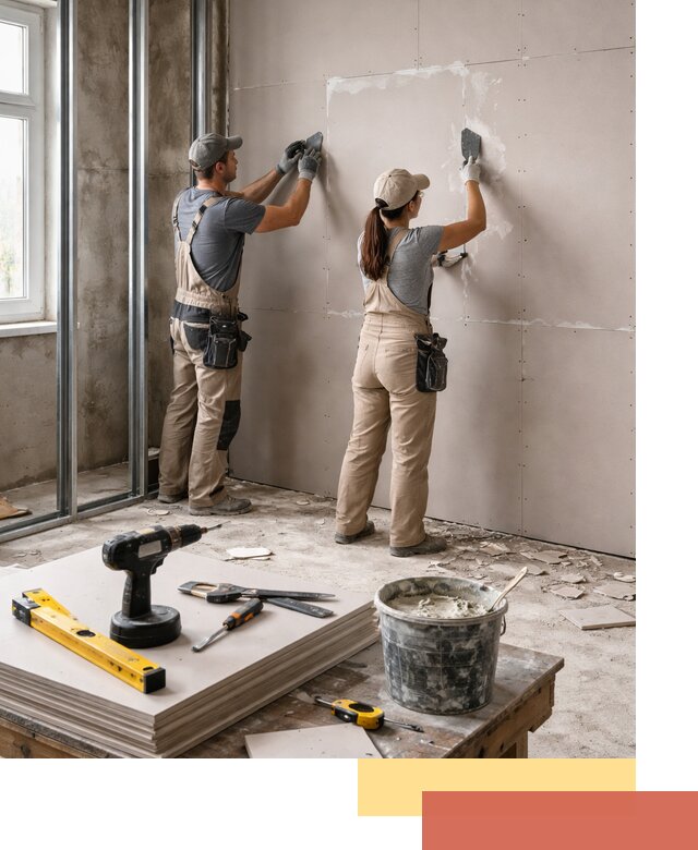 Монтаж двухслойной перегородки из гипсокартона в Кызыле