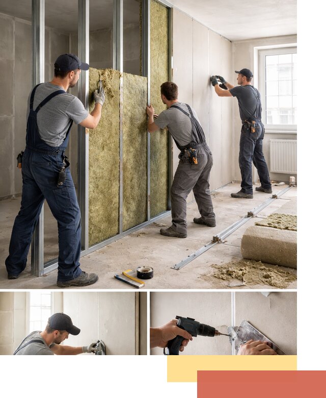 Перегородка из гипсокартона с шумоизоляцией в Кызыле — монтаж под ключ