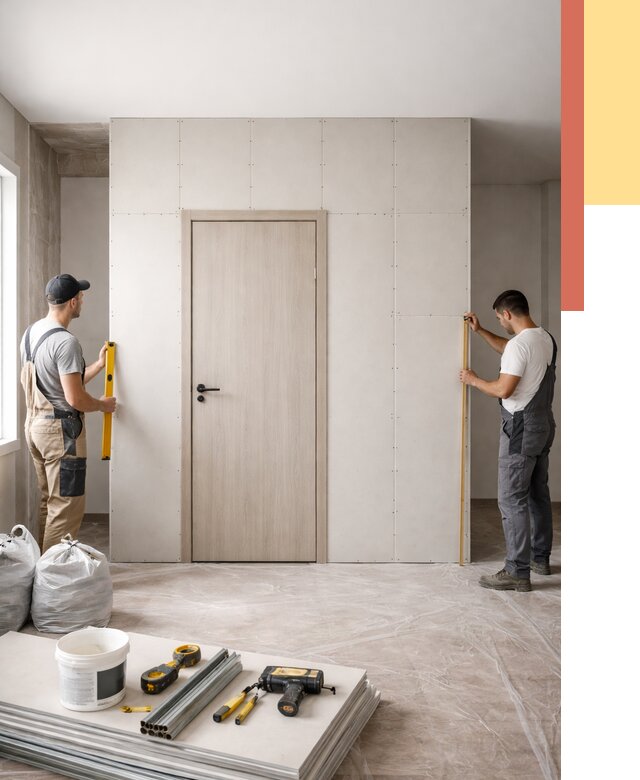 Перегородка из гипсокартона с дверью в Кызыле от 4667 руб. под ключ | ОТДЕЛОЧНИК-Кзл