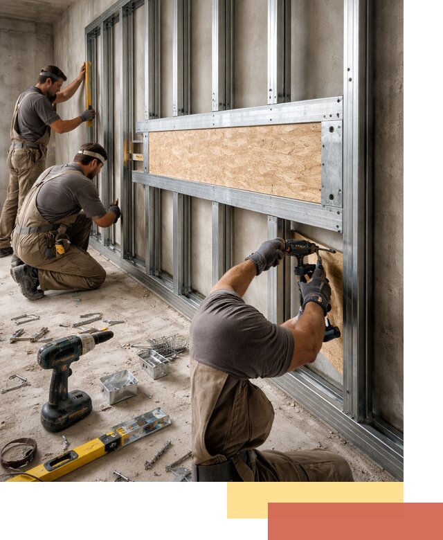 Усиленная перегородка для крепления тяжёлых конструкций в Кызыле