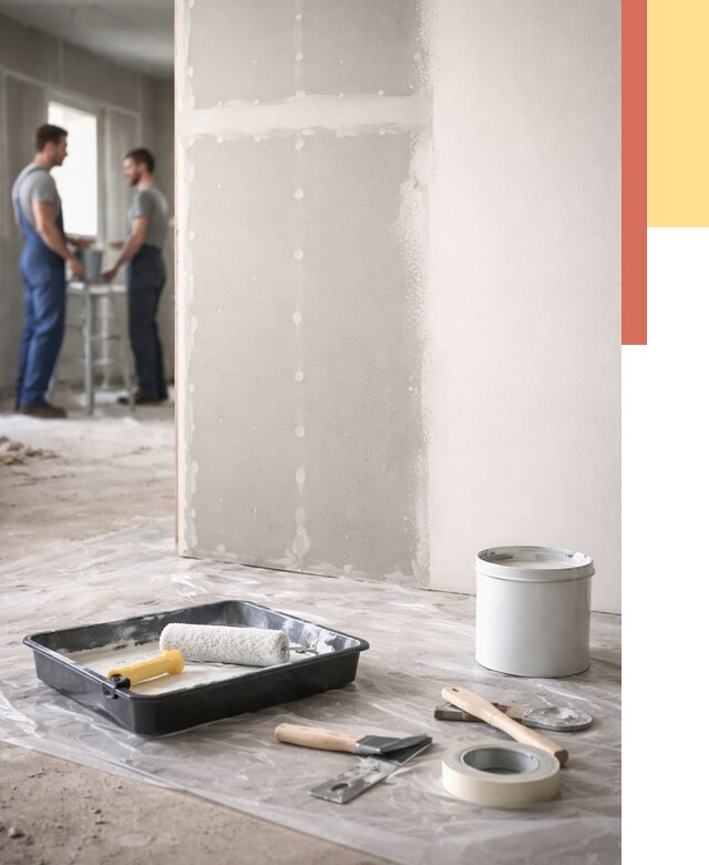 Покраска перегородок из гипсокартона в Кызыле от 4667 руб. под ключ | ОТДЕЛОЧНИК-Кзл