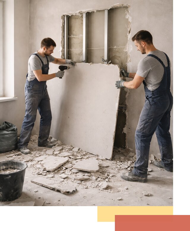 Демонтаж перегородки из гипсокартона в Кызыле быстрый и аккуратный