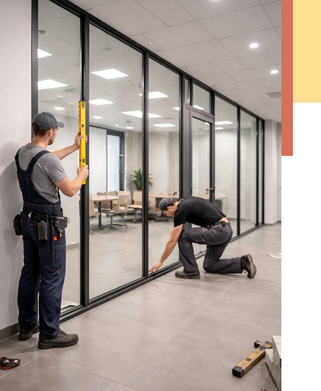 Каркасные стеклянные перегородки в Кызыле под ключ от 9541 руб. | ОТДЕЛОЧНИК-Кзл