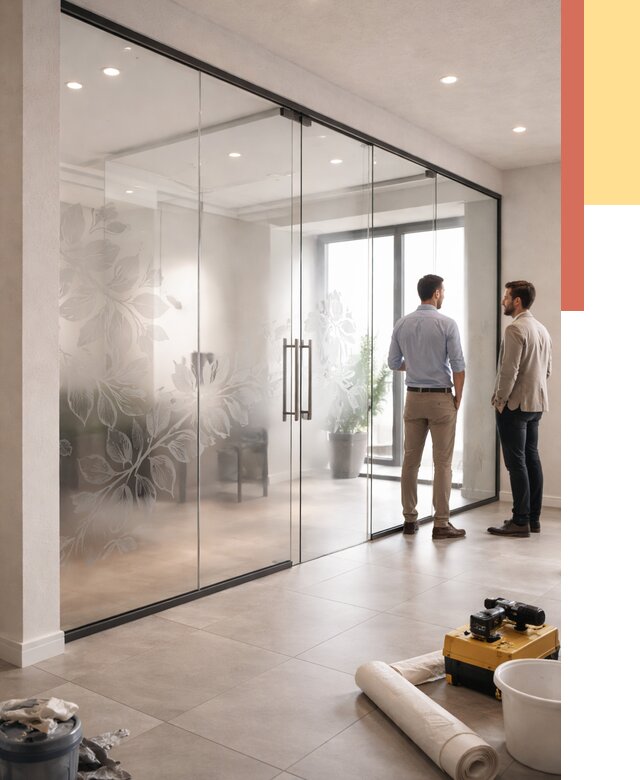 Стеклянные перегородки с рисунком в Кызыле от 12964 руб. монтаж и нанесение | ОТДЕЛОЧНИК-Кзл