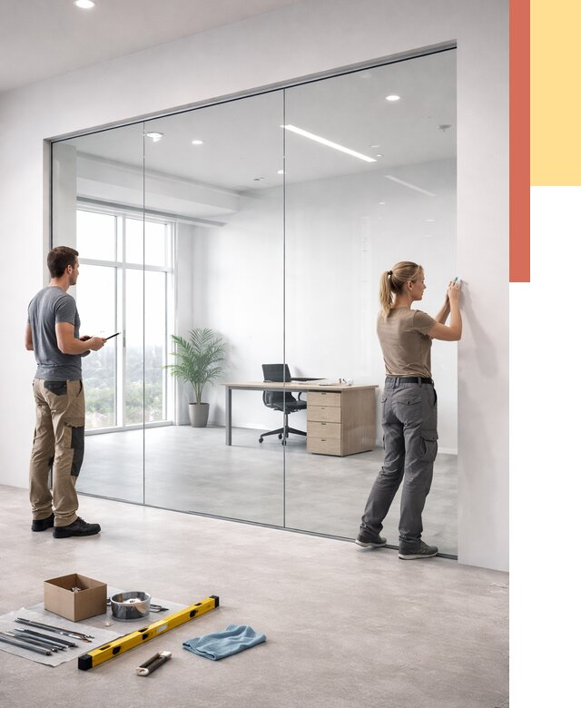 Перегородки из закаленного стекла в Кызыле от 9852 руб. под ключ | ОТДЕЛОЧНИК-Кзл