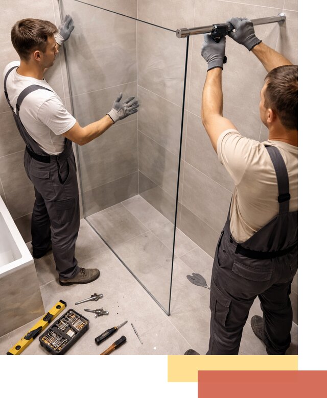 Стеклянные перегородки для душа в Кызыле — изготовление и монтаж