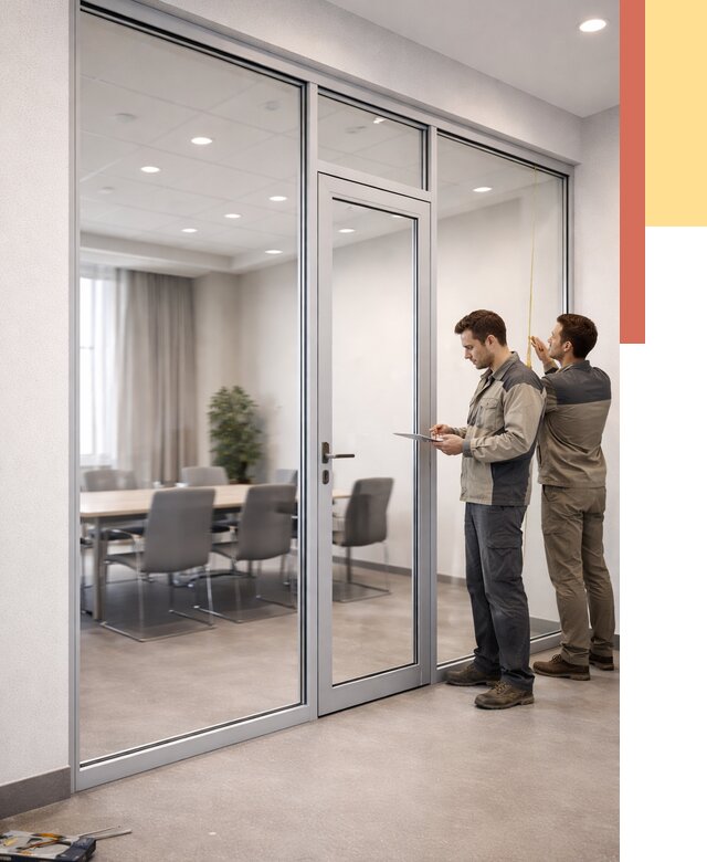 Установка и монтаж алюминиевых перегородок со стеклом в Кызыле от 8504 руб. | ОТДЕЛОЧНИК-Кзл