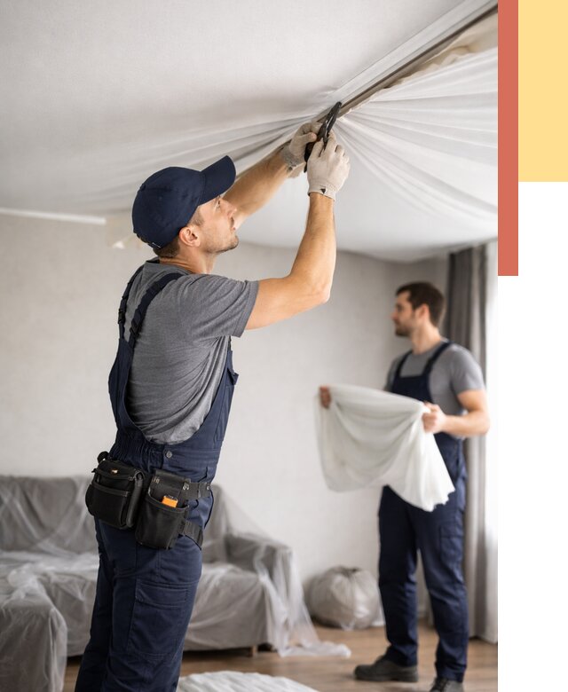 Демонтаж натяжного потолка в Кызыле от 4667 руб. — снятие и разбор под ключ | ОТДЕЛОЧНИК-Кзл