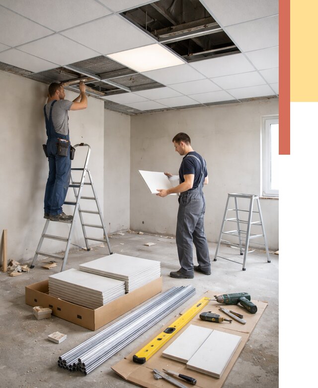 Монтаж потолка армстронг в Кызыле от 4667 руб/м2 — быстрая установка под ключ | ОТДЕЛОЧНИК-Кзл