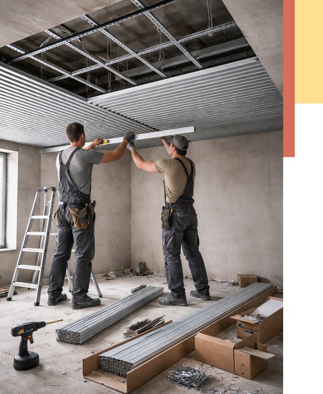 Монтаж реечного потолка в Кызыле от 4667 руб. под ключ | ОТДЕЛОЧНИК-Кзл