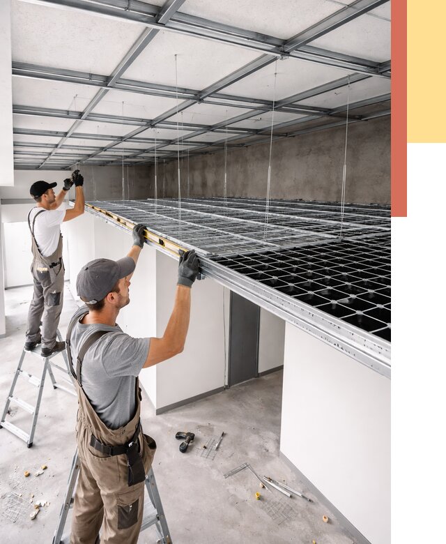 Монтаж потолка грильято в Кызыле от 467 руб./м² — быстрая сборка под ключ | ОТДЕЛОЧНИК-Кзл