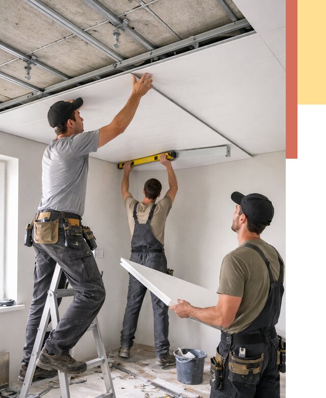 Монтаж потолка из ПВХ панелей в Кызыле от 3630 руб./м2 — быстро и недорого | ОТДЕЛОЧНИК-Кзл