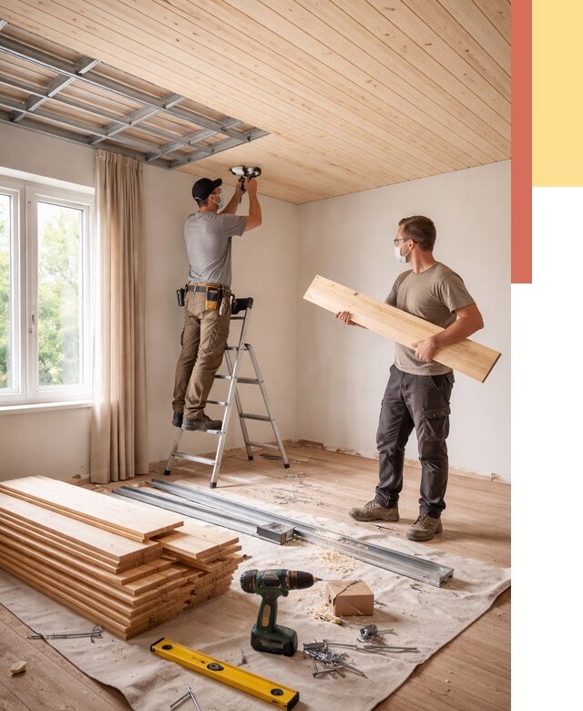 Монтаж потолка из вагонки в Кызыле от 6741 руб. | Быстро и недорого — ОТДЕЛОЧНИК-Кзл