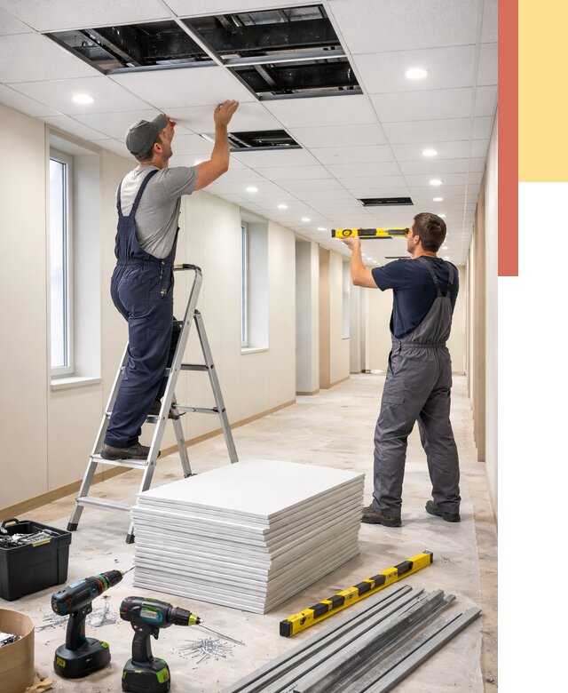 Ремонт потолка Армстронг в Кызыле от 4667 руб. — быстро и недорого | ОТДЕЛОЧНИК-Кзл