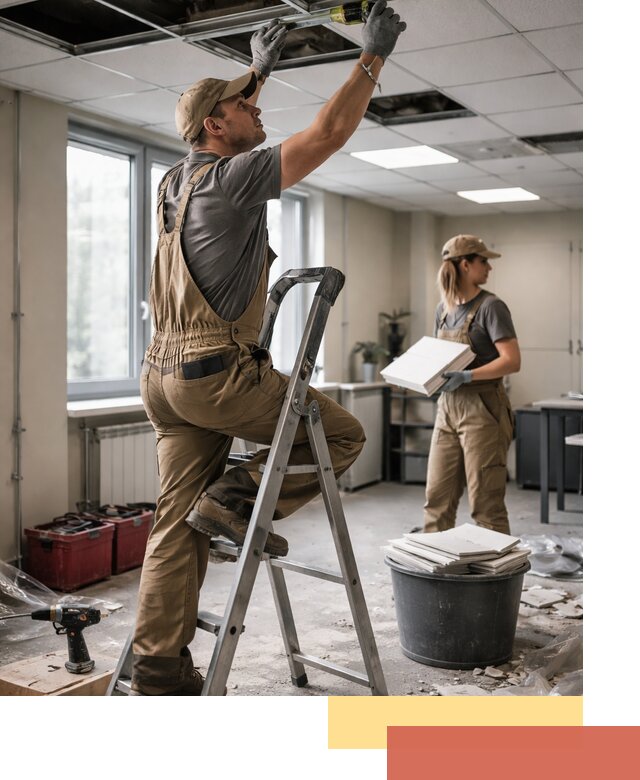 Ремонт потолка Армстронг и замена плит в Кызыле