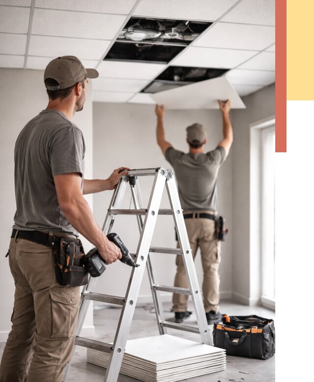 Обслуживание подвесного потолка в Кызыле от 3630 руб. — быстро и недорого | ОТДЕЛОЧНИК-Кзл