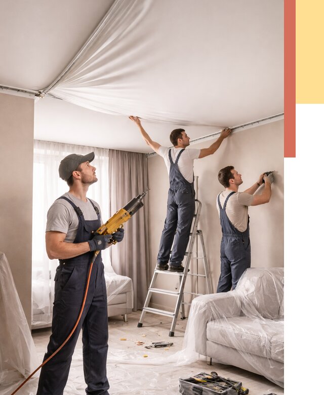 Установка натяжного потолка в Кызыле от 4667 руб. | Быстро и недорого — ОТДЕЛОЧНИК-Кзл