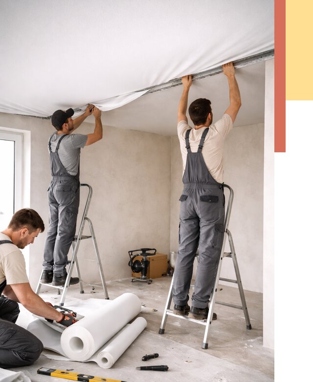 Монтаж тканевого натяжного потолка в Кызыле от 3630 руб. под ключ | ОТДЕЛОЧНИК-Кзл