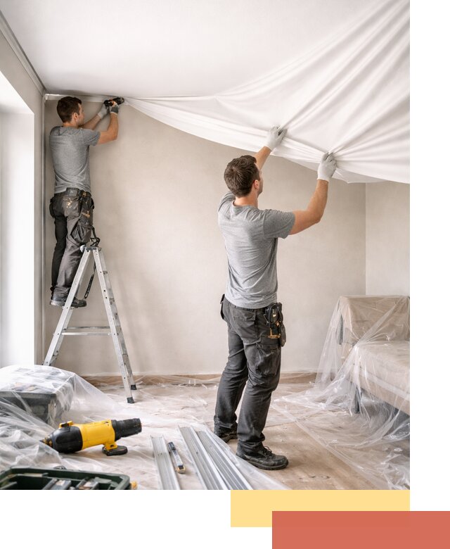 Монтаж тканевого натяжного потолка в Кызыле недорого и быстро