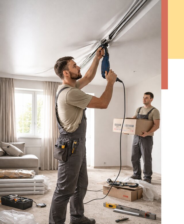 Монтаж сатинового натяжного потолка в Кызыле от 3630 руб. | Быстро, недорого — ОТДЕЛОЧНИК-Кзл