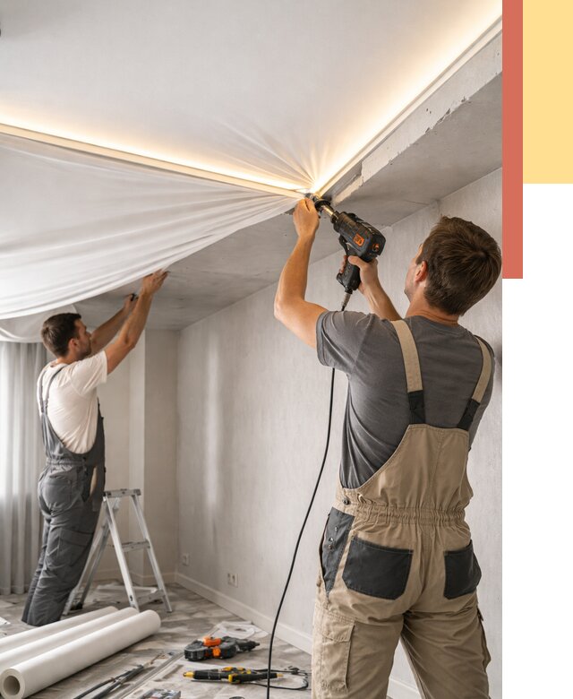 Монтаж натяжного потолка с подсветкой в Кызыле от 985 руб. | ОТДЕЛОЧНИК-Кзл