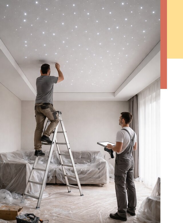 Монтаж натяжного потолка «звездное небо» в Кызыле от 6741 руб. | ОТДЕЛОЧНИК-Кзл