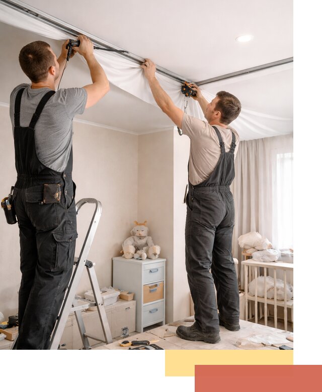 Монтаж натяжного потолка в детской комнате в Кызыле