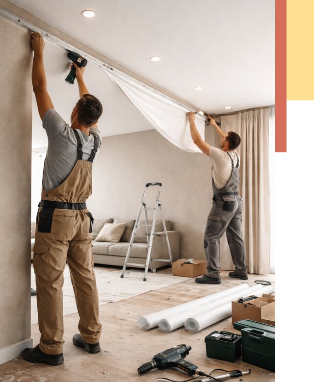 Монтаж натяжного потолка в гостиной в Кызыле от 570 руб. | ОТДЕЛОЧНИК-Кзл